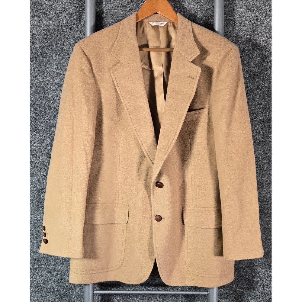 Barrister Hartmarx Mens 44 Camel Hair Sport Coat Blazer Tan Made in USA Vintage